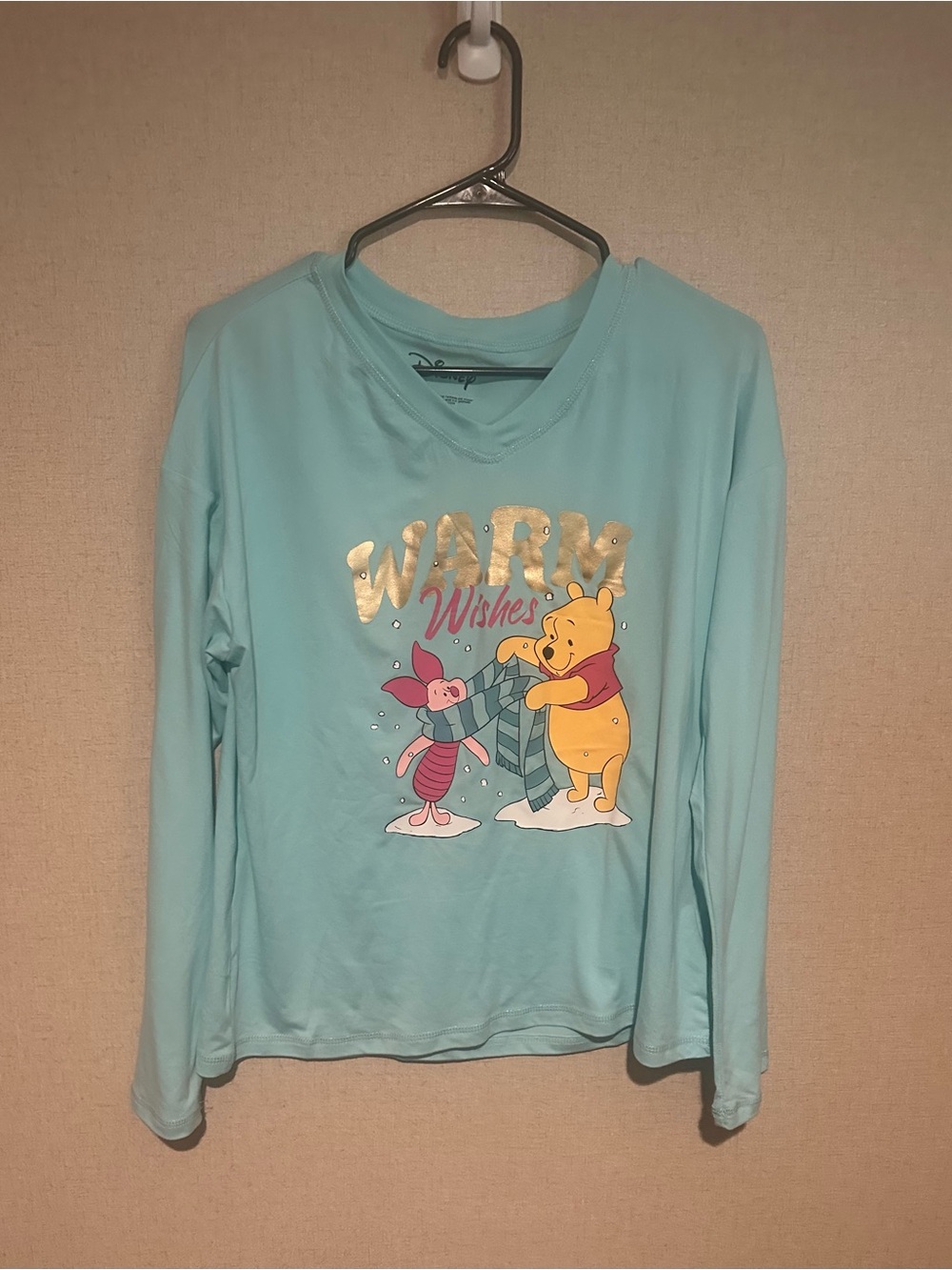 Disney Winnie the Pooh "Warm Wishes" Light Blue Small Long-Sleeve Top